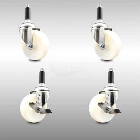 Service Caster 4 Inch 316SS Nylon Wheel Swivel 3/4 Inch Expanding Stem Caster Brake SCC, 2PK SCC-SS316EX20S414-NYS-2-TLB-2-34